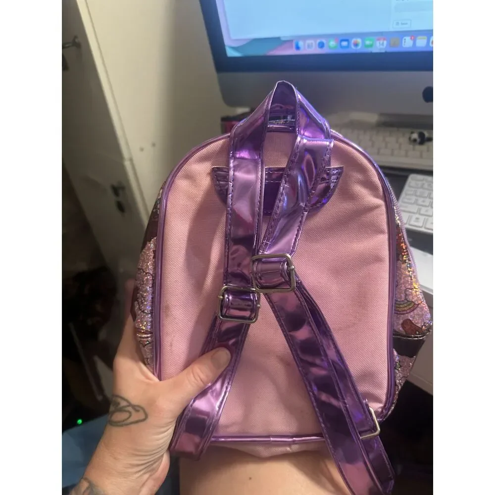 Afro Unicorn Purple Sparkly Mini Backpack